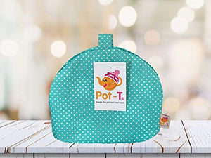 Pot-T INSULATED Tea Cosy Cozy in Aqua Blue Polka in Mini size