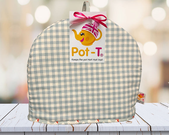 Pot-T Insulated Tea Cosy Cozy in Blue Gingham  in Maxi size