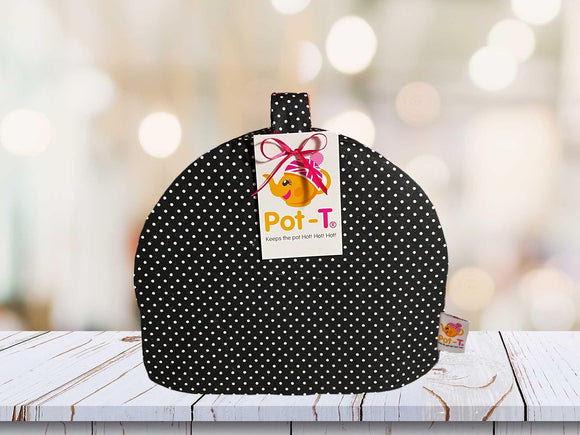 Pot-T INSULATED Tea Cosy Cozy in Black Polka in Mini size