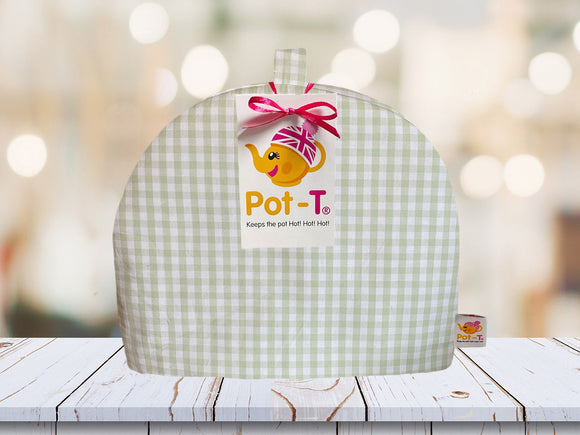 Pot-T Insulated Tea Cosy Cozy in Green Gingham  in Standard size