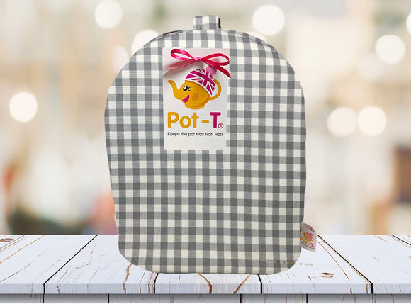 Pot-T INSULATED Coffee Cosy Cozy in Gingham Prints Grey Gingham, in Cafetiere size