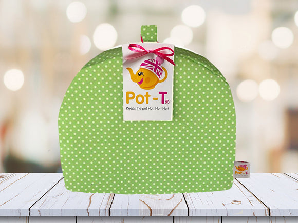 Pot-T INSULATED Tea Cosy Cozy in Apple Green Polka in Standard size