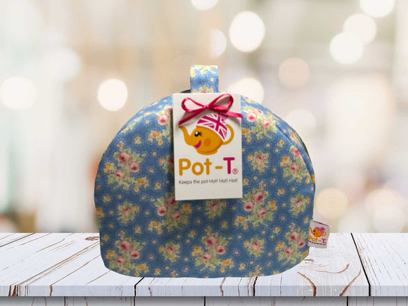 Pot-T INSULATED Tea Cosy Cozy in Floral Prints Blue Floral, in Mini size