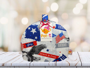 Pot-T INSULATED Tea Cosy Cozy in America Brave and Free in Mini size