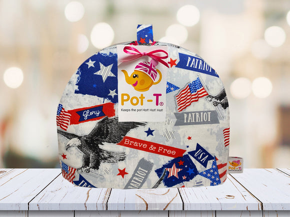 Pot-T INSULATED Tea Cosy Cozy in America Brave and Free in Standard size