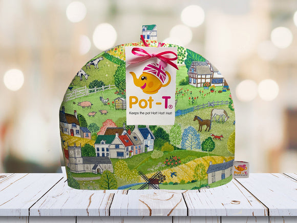 Pot-T Handmade UK INSULATED Standard Tea Cosy  Village Life