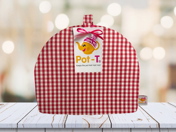 Pot-T INSULATED Tea Cosy Cozy in Red Gingham in Standard size