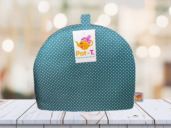Pot-T INSULATED Tea Cosy Cozy in Teal Spot in Standard size