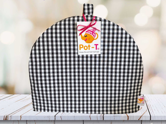 Pot-T Insulated Large Tea Cosy Cozy in Black Gingham  in Maxi size