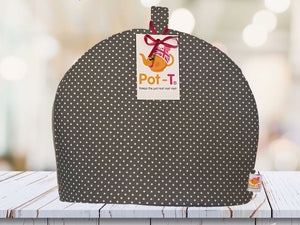 Pot-T INSULATED Large Tea Cosy Cozy in Silver Grey Polka in Maxi size