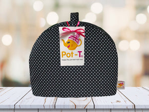 Pot-T INSULATED Tea Cosy Cozy in Black Polka in Standard size