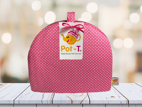 Pot-T INSULATED Tea Cosy Cozy in Candy Pink Polka in Standard size