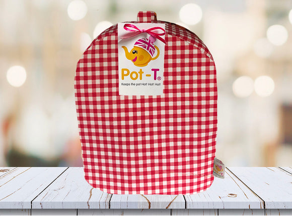 Pot-T INSULATED Coffee Cosy Cozy in Red Gingham in Cafetière size