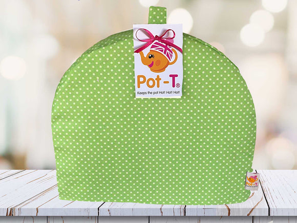Pot-T INSULATED Large Tea Cosy Cozy in Apple Green Polka in Maxi size