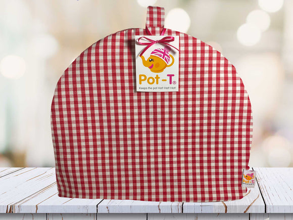 Pot-T INSULATED Large Tea Cosy Cozy in Red Gingham in Maxi size
