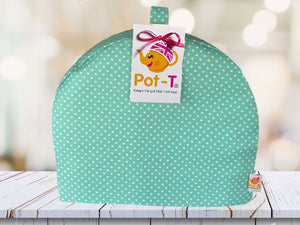 Pot-T INSULATED Tea Cosy Cozy in Aqua Blue Polka in Maxi size