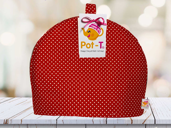 Pot-T INSULATED Large Tea Cosy Cozy in Red Spot in Maxi size