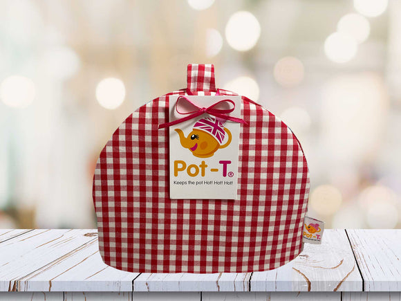 Pot-T INSULATED Tea Cosy Cozy in Red Gingham in Mini size