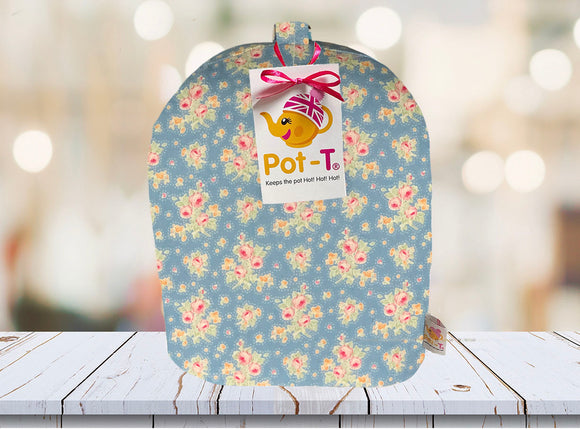 Pot-T INSULATED Coffee Cosy Cozy in Summer Bloom Blue Floral in Cafetière size